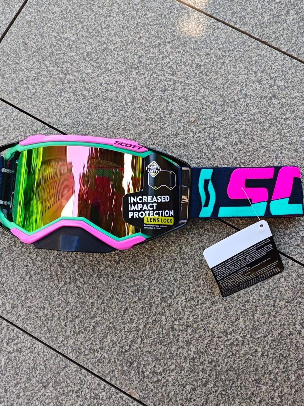 Scott Motocross Goggles with Pink Frame and Teal Strap